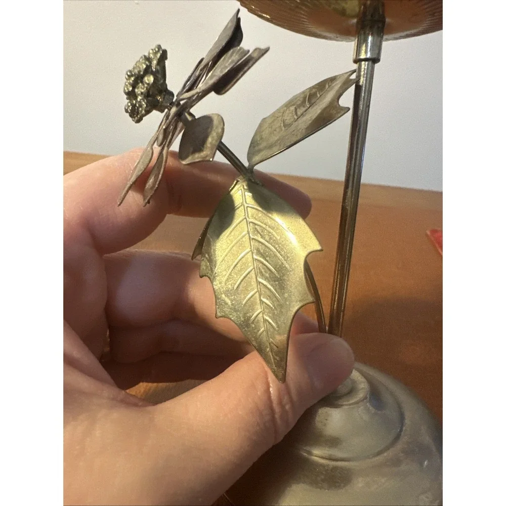 Set Of 2 Vintage Brass‎ Floral Leaf Candle Stick Holders 5